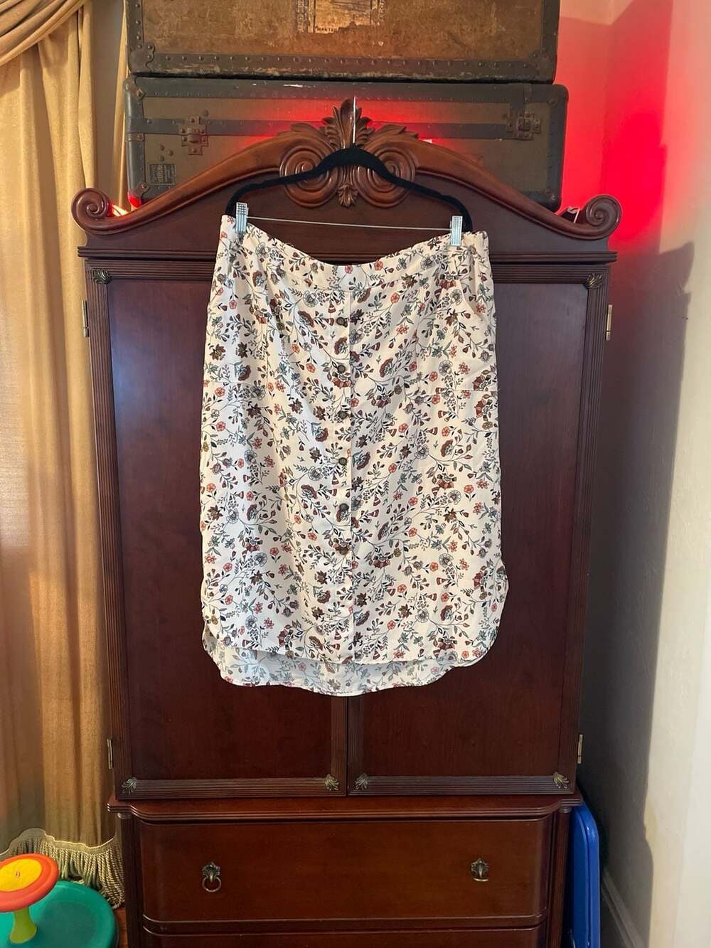 Maurices XXL Floral Button-Front Midi Skirt with Pockets